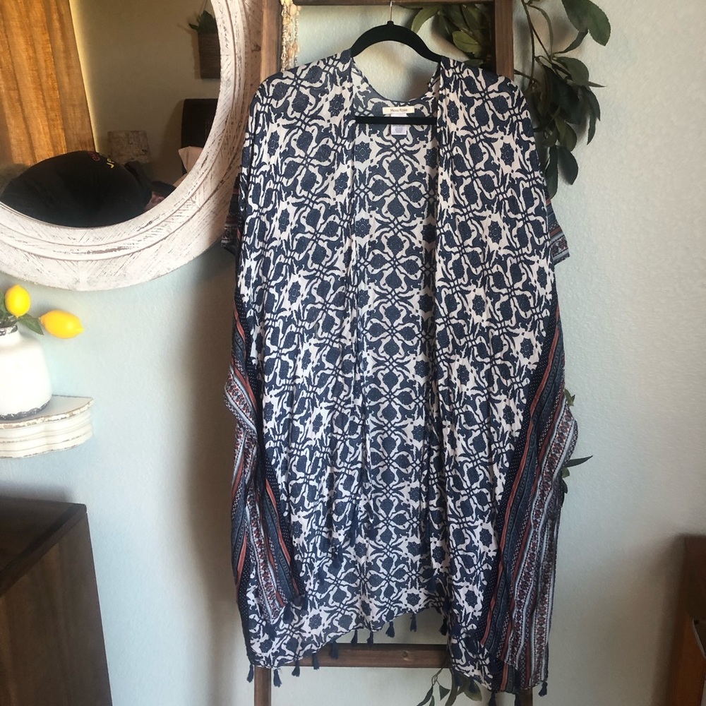 Floral Kimono Top with Tassels